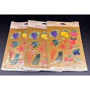 Vintage Carlton Cards Fall-Themed Veggie Fruit (3) Sticker Pack 12 sheets